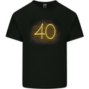 40th Birthday Neon Lights 40 Year Old Mens Cotton T-Shirt Tee Top Black
