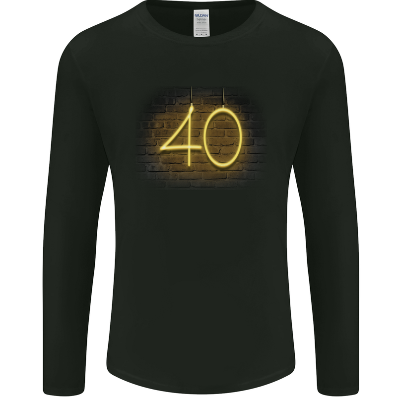 40th Birthday Neon Lights 40 Year Old Mens Long Sleeve T-Shirt Black