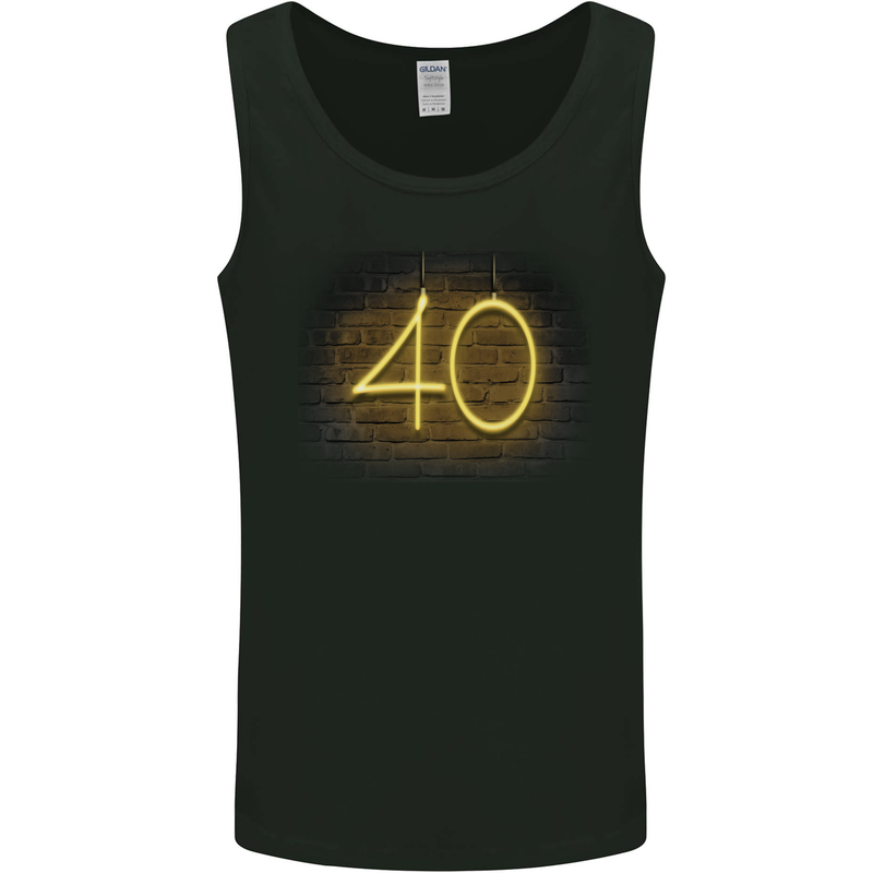 40th Birthday Neon Lights 40 Year Old Mens Vest Tank Top Black