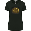 40th Birthday Neon Lights 40 Year Old Womens Wider Cut T-Shirt Black