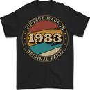 40th Birthday  Vintage Made In 1983 Mens T-Shirt 100% Cotton BLACK