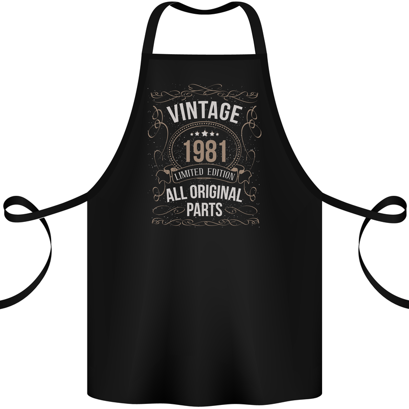 42nd Birthday Limited Edition 1981 Cotton Apron 100% Organic Black