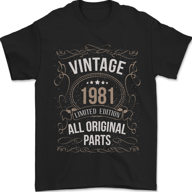 42nd Birthday Limited Edition 1981 Mens T-Shirt 100% Cotton Black