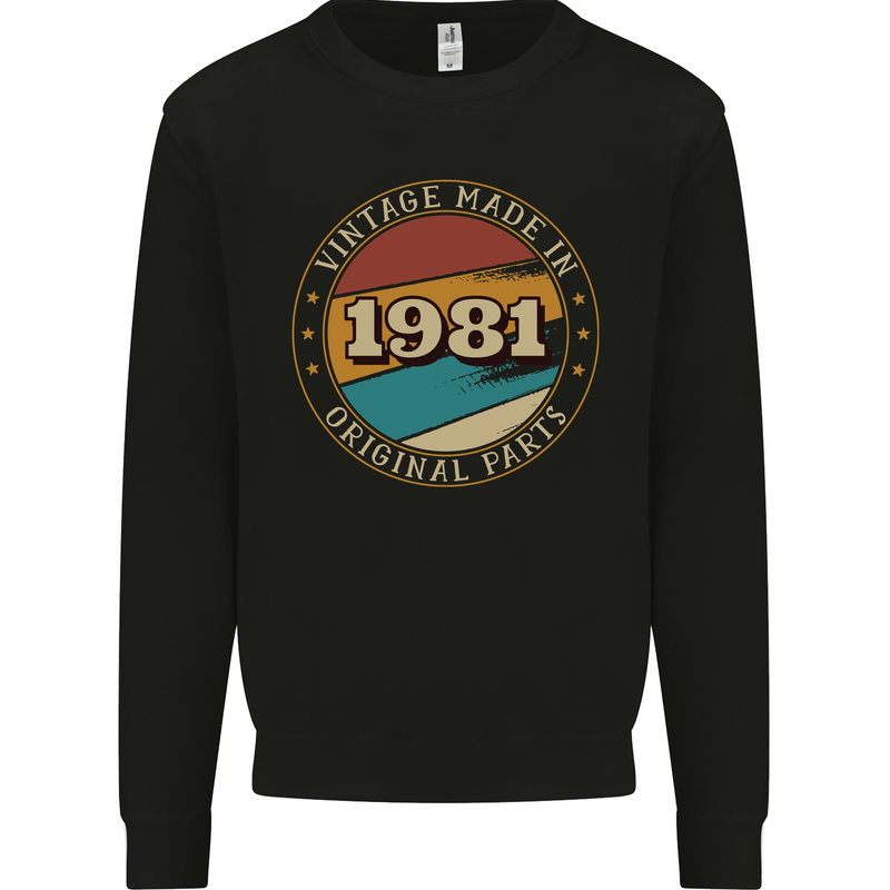 42nd Birthday  Vintage Made In 1981 Mens Sweatshirt Jumper Black