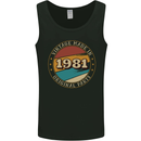 42nd Birthday  Vintage Made In 1981 Mens Vest Tank Top Black