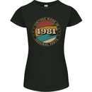 42nd Birthday  Vintage Made In 1981 Womens Petite Cut T-Shirt Black