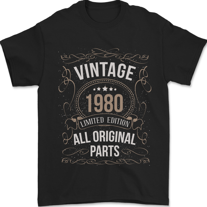 43rd Birthday Limited Edition 1980 Mens T-Shirt 100% Cotton Black