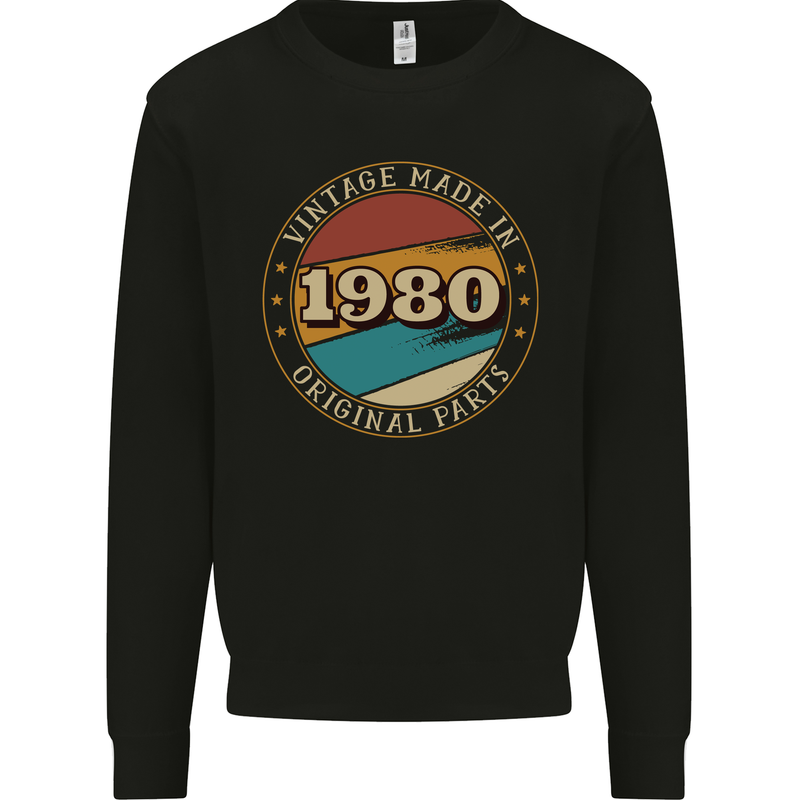 43rd Birthday  Vintage Made In 1980 Mens Sweatshirt Jumper Black