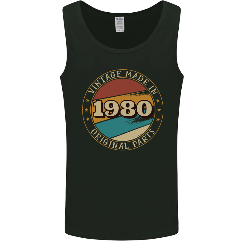 43rd Birthday  Vintage Made In 1980 Mens Vest Tank Top Black