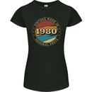 43rd Birthday  Vintage Made In 1980 Womens Petite Cut T-Shirt Black