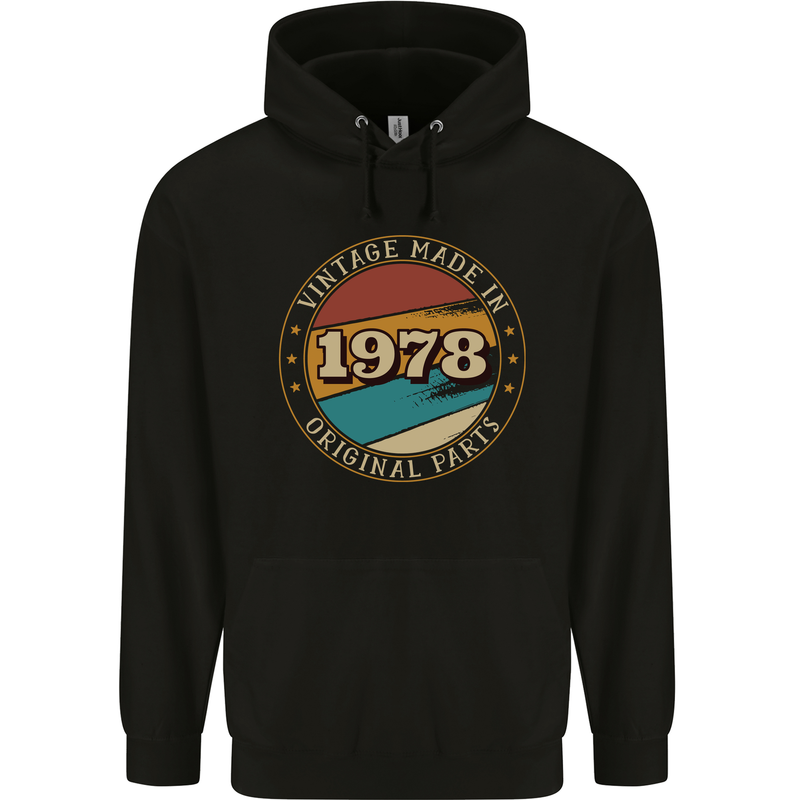45th Birthday  Vintage Made In 1978 Mens 80% Cotton Hoodie Black