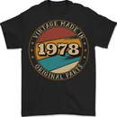 45th Birthday  Vintage Made In 1978 Mens T-Shirt 100% Cotton BLACK