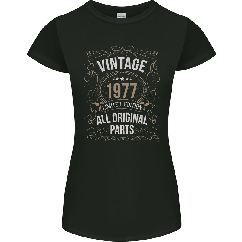 46th Birthday Limited Edition 1977 Womens Petite Cut T-Shirt Black