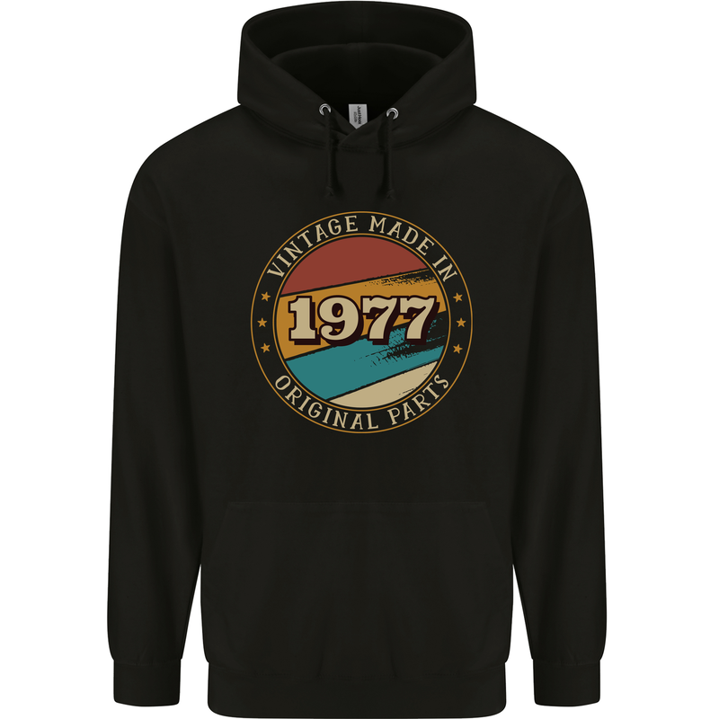 46th Birthday  Vintage Made In 1977 Mens 80% Cotton Hoodie Black