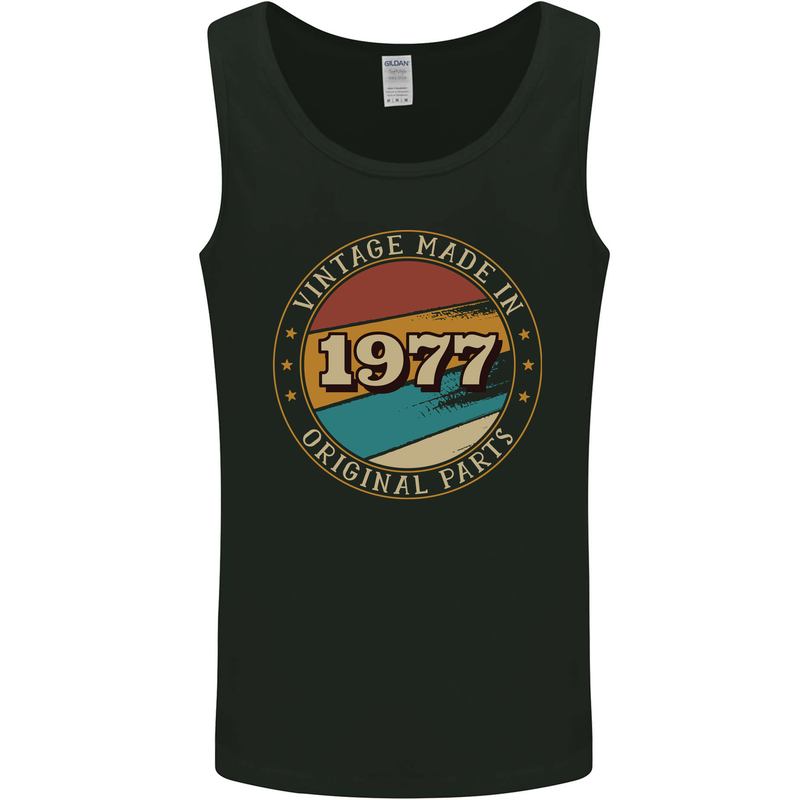 46th Birthday  Vintage Made In 1977 Mens Vest Tank Top Black