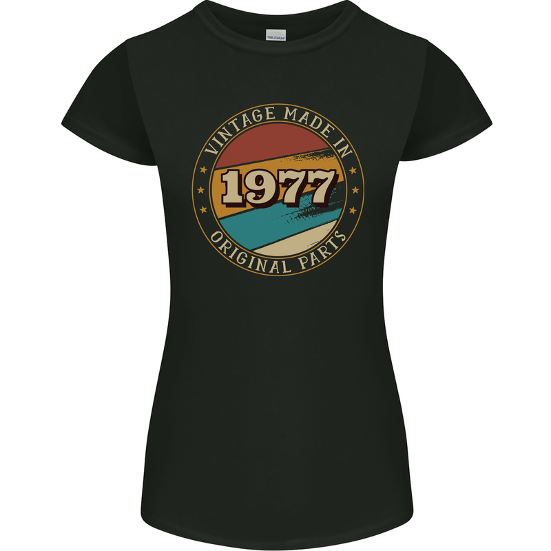 46th Birthday  Vintage Made In 1977 Womens Petite Cut T-Shirt Black