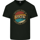 47th Birthday  Vintage Made In 1976 Mens V-Neck Cotton T-Shirt Black