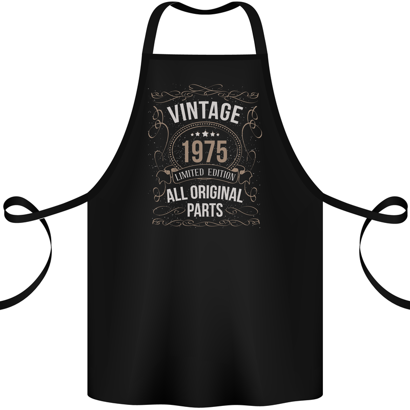 48th Birthday Limited Edition 1975 Cotton Apron 100% Organic Black