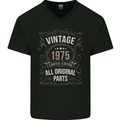 48th Birthday Limited Edition 1975 Mens V-Neck Cotton T-Shirt Black
