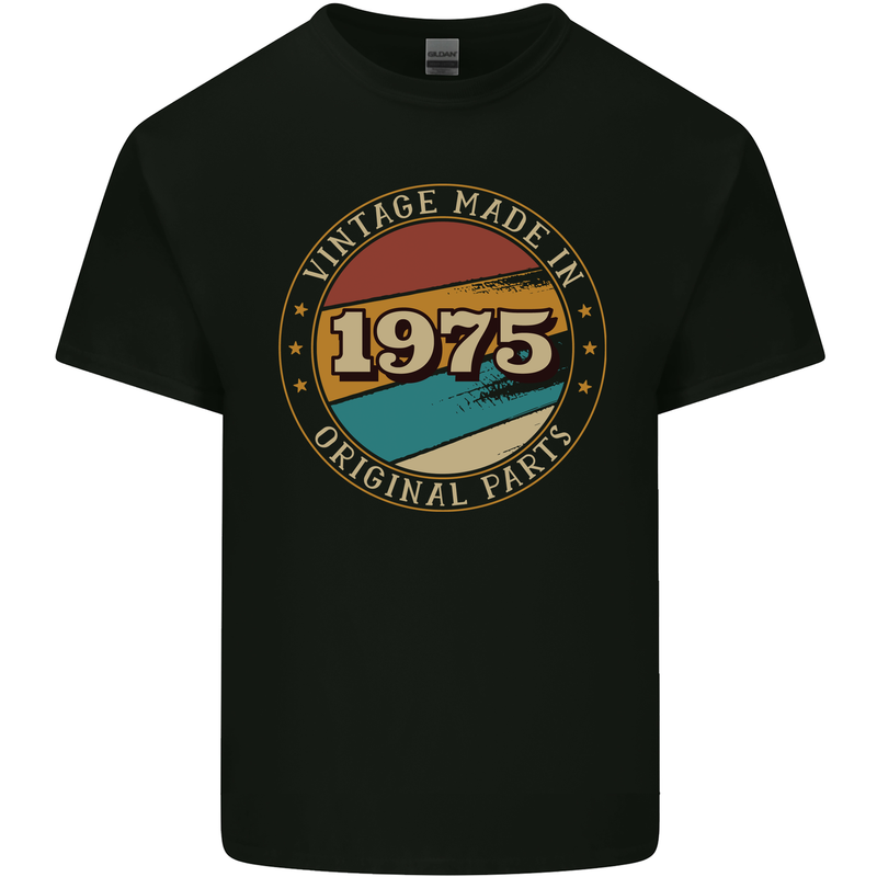 48th Birthday  Vintage Made In 1975 Mens Cotton T-Shirt Tee Top Black