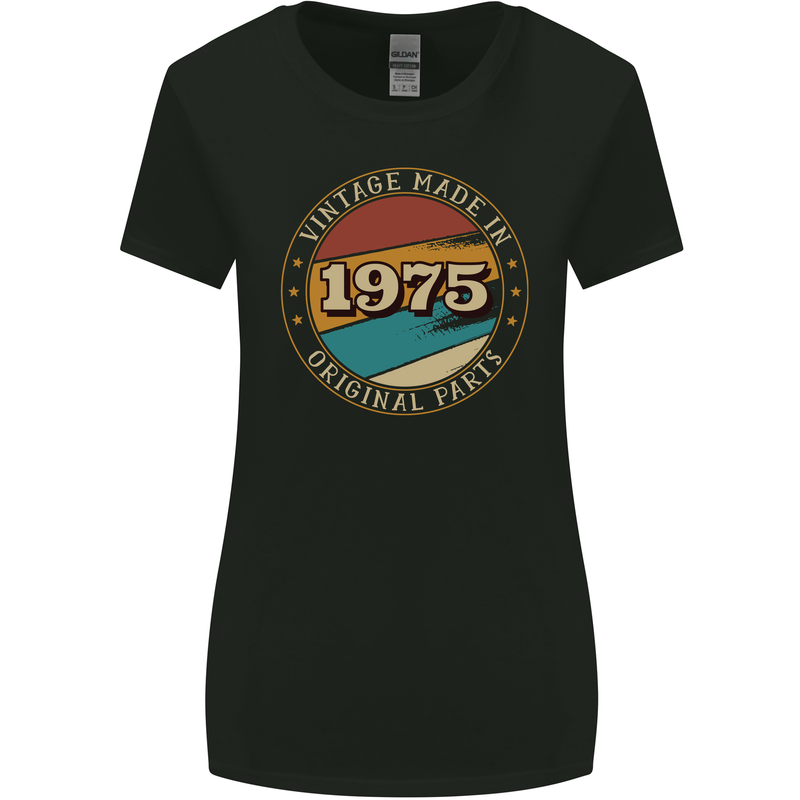 48th Birthday  Vintage Made In 1975 Womens Wider Cut T-Shirt Black