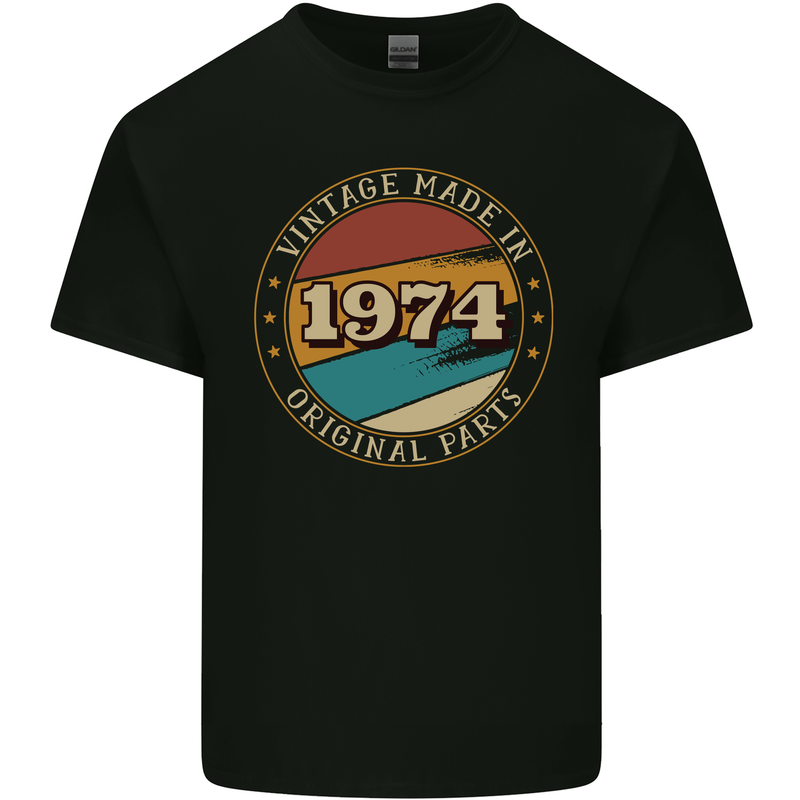 49th Birthday  Vintage Made In 1974 Mens Cotton T-Shirt Tee Top Black