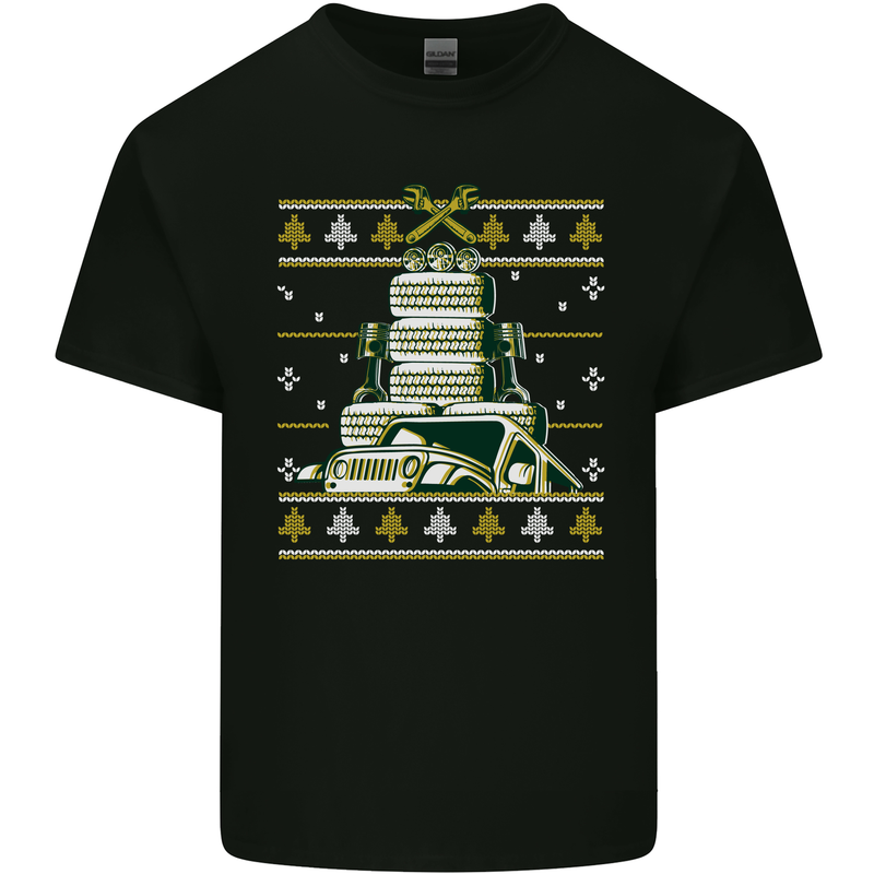 4X4 Off-Roading Christmas Tree Funny Xmas Mens Cotton T-Shirt Tee Top Black