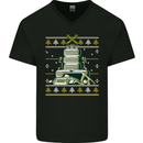 4X4 Off-Roading Christmas Tree Funny Xmas Mens V-Neck Cotton T-Shirt Black