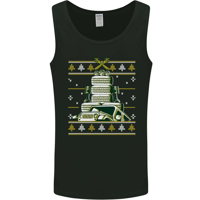 4X4 Off-Roading Christmas Tree Funny Xmas Mens Vest Tank Top Black