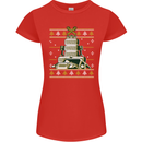 4X4 Off-Roading Christmas Tree Funny Xmas Womens Petite Cut T-Shirt Red