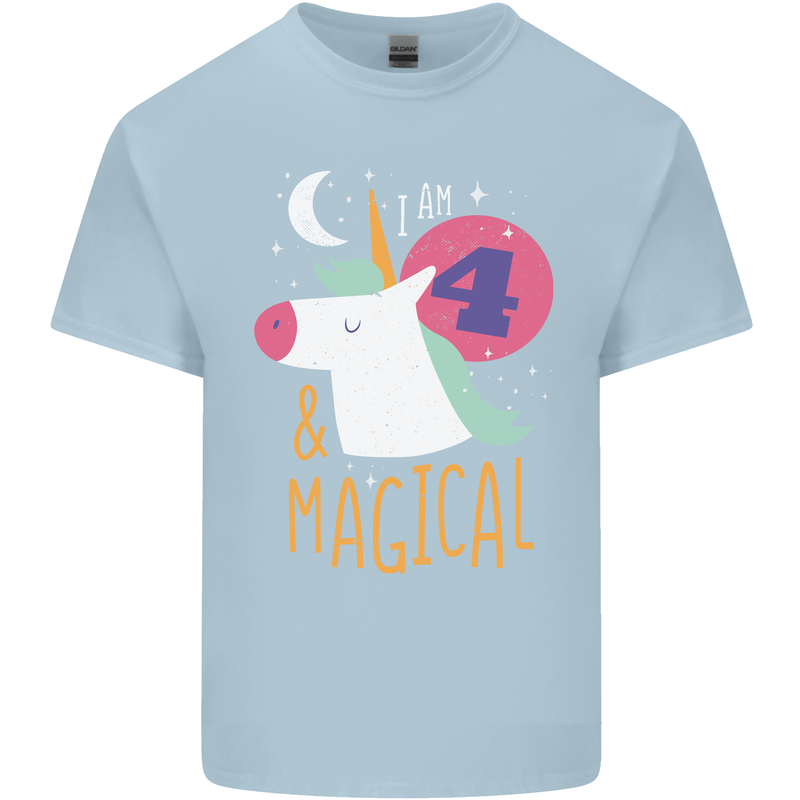 4 Year Old Birthday Girl Magical Unicorn 4th Kids T-Shirt Childrens Light Blue