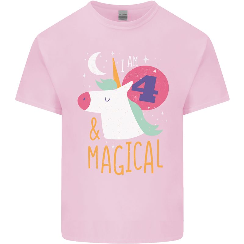 4 Year Old Birthday Girl Magical Unicorn 4th Kids T-Shirt Childrens Light Pink