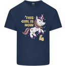 4 Year Old Birthday Girl Magical Unicorn 4th Kids T-Shirt Childrens Navy Blue