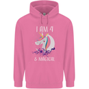 4 Year Old Birthday Magical Unicorn 4th Childrens Kids Hoodie Azalea