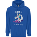 4 Year Old Birthday Magical Unicorn 4th Childrens Kids Hoodie Royal Blue