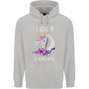 4 Year Old Birthday Magical Unicorn 4th Childrens Kids Hoodie Sports Grey