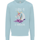 4 Year Old Birthday Magical Unicorn 4th Kids Sweatshirt Jumper Light Blue