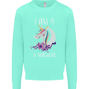 4 Year Old Birthday Magical Unicorn 4th Kids Sweatshirt Jumper Peppermint