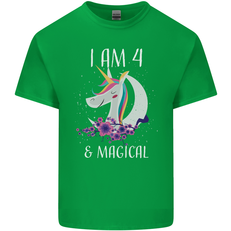 4 Year Old Birthday Magical Unicorn 4th Kids T-Shirt Childrens Irish Green