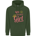 4th Birthday Girl 4 Year Old Princess Childrens Kids Hoodie Forest Green