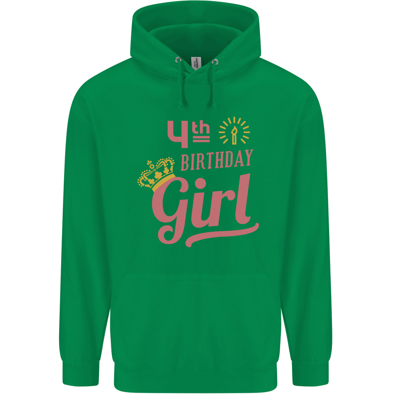 4th Birthday Girl 4 Year Old Princess Childrens Kids Hoodie Irish Green