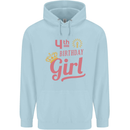 4th Birthday Girl 4 Year Old Princess Childrens Kids Hoodie Light Blue