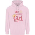 4th Birthday Girl 4 Year Old Princess Childrens Kids Hoodie Light Pink