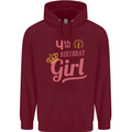 4th Birthday Girl 4 Year Old Princess Childrens Kids Hoodie Maroon