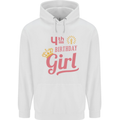 4th Birthday Girl 4 Year Old Princess Childrens Kids Hoodie White