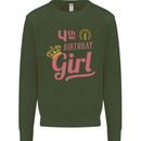 4th Birthday Girl 4 Year Old Princess Kids Sweatshirt Jumper Forest Green