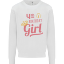 4th Birthday Girl 4 Year Old Princess Kids Sweatshirt Jumper White