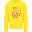 4th Birthday Girl 4 Year Old Princess Kids Sweatshirt Jumper Yellow