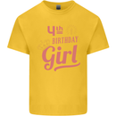 4th Birthday Girl 4 Year Old Princess Kids T-Shirt Childrens Yellow