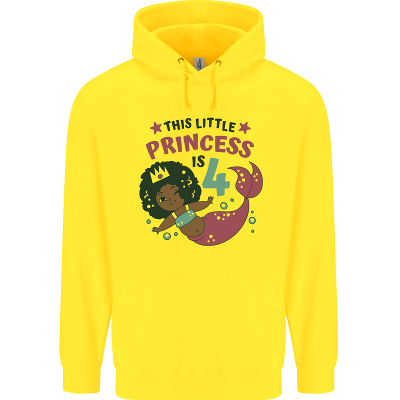 4th Mermaid Birthday 4 Year Old Childrens Kids Hoodie Yellow